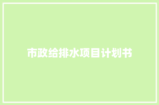 市政给排水项目计划书