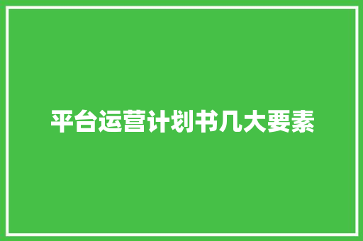 平台运营计划书几大要素