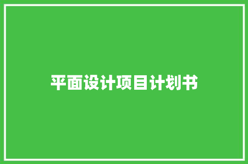 平面设计项目计划书