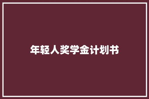 年轻人奖学金计划书