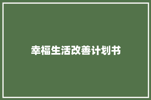幸福生活改善计划书