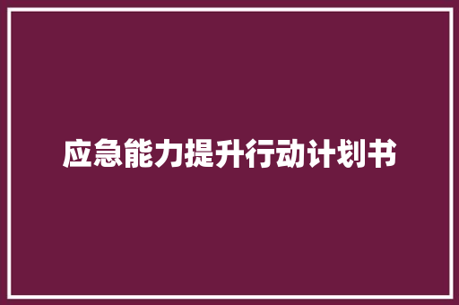 应急能力提升行动计划书