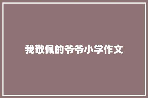 我敬佩的爷爷小学作文 商业文案