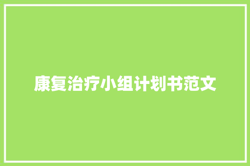 康复治疗小组计划书范文