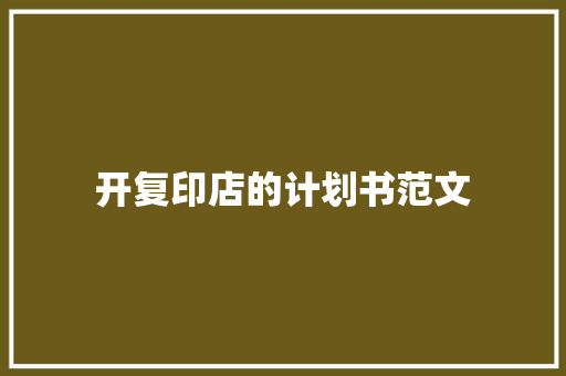 开复印店的计划书范文