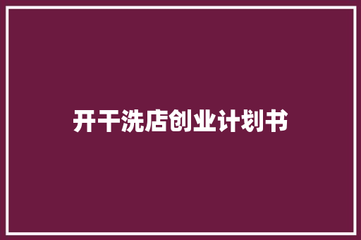 开干洗店创业计划书