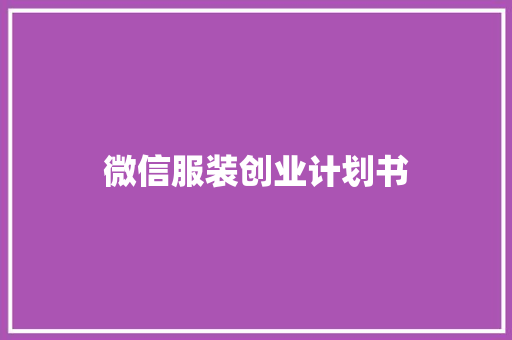微信服装创业计划书