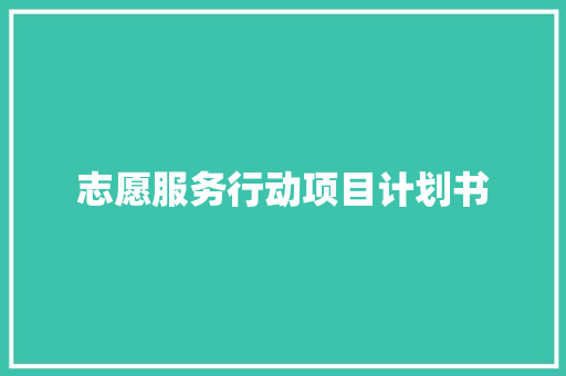 志愿服务行动项目计划书