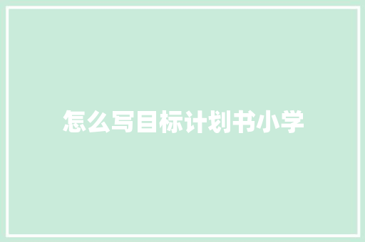 怎么写目标计划书小学