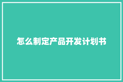 怎么制定产品开发计划书