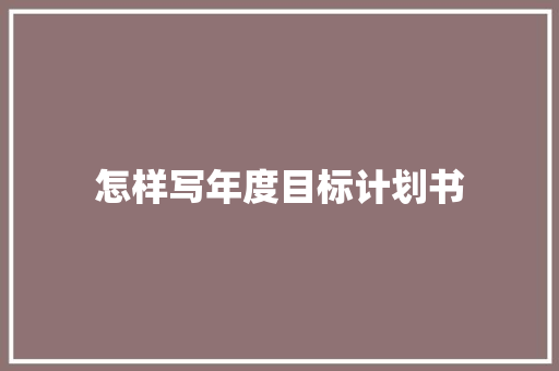 怎样写年度目标计划书