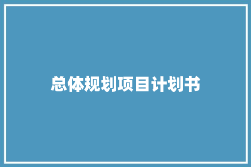 总体规划项目计划书