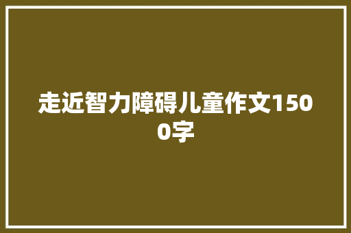 走近智力障碍儿童作文1500字 词汇积累