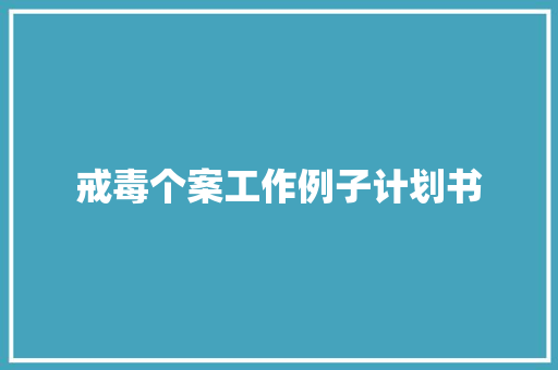 戒毒个案工作例子计划书