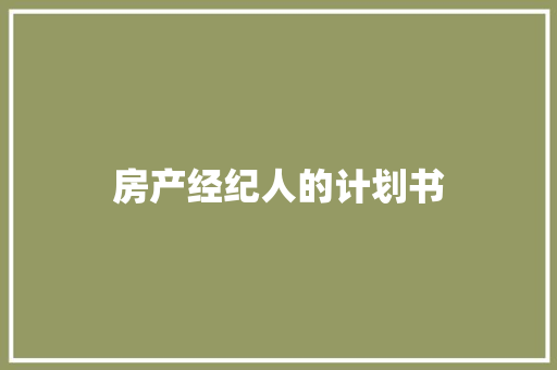 房产经纪人的计划书