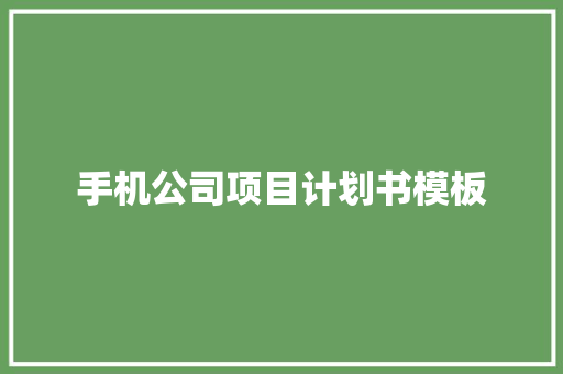 手机公司项目计划书模板