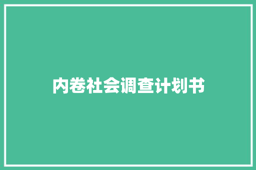 内卷社会调查计划书