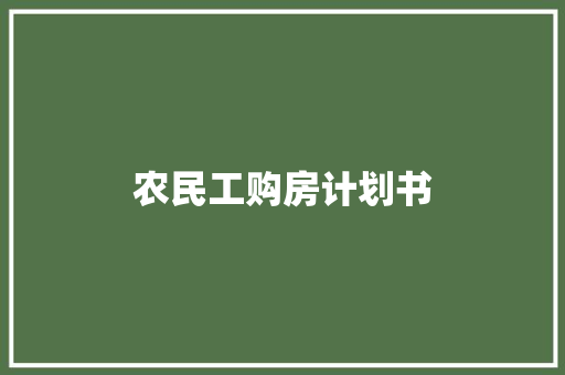 农民工购房计划书