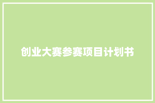 创业大赛参赛项目计划书