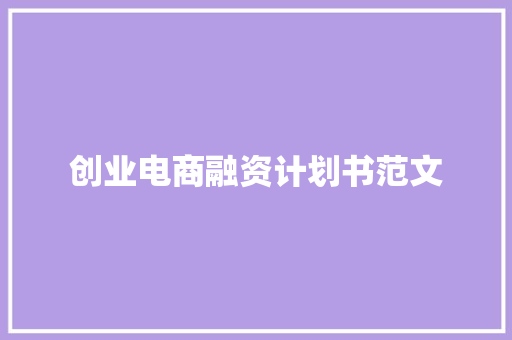 创业电商融资计划书范文 简历模板