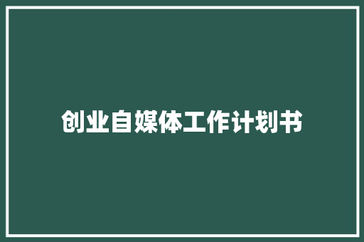 创业自媒体工作计划书 范文赏析