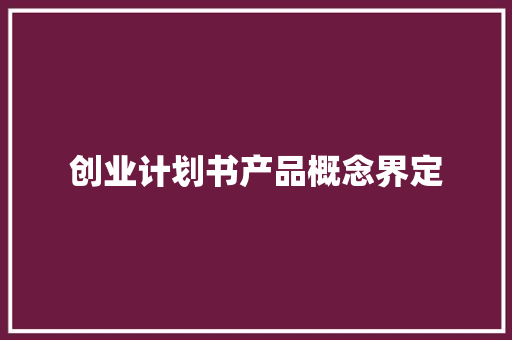 创业计划书产品概念界定