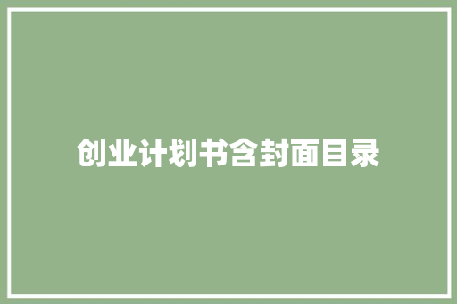 创业计划书含封面目录 范文赏析