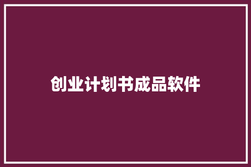 创业计划书成品软件