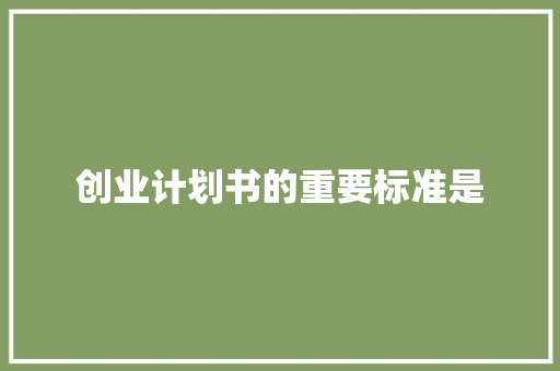 创业计划书的重要标准是