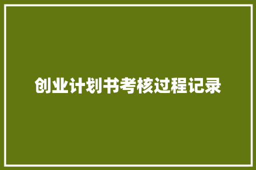 创业计划书考核过程记录