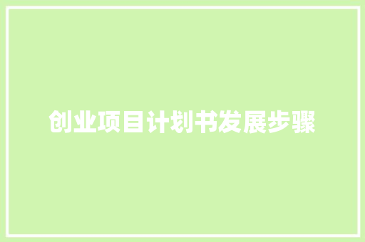 创业项目计划书发展步骤 商业文案