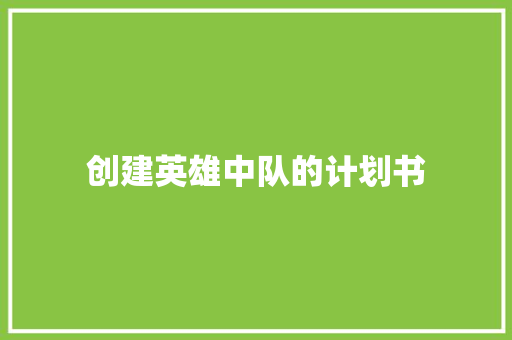 创建英雄中队的计划书