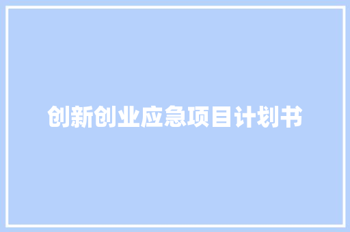 创新创业应急项目计划书
