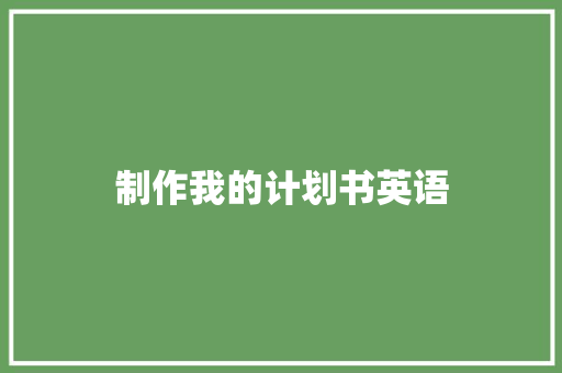 制作我的计划书英语