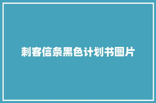 刺客信条黑色计划书图片 写作技巧