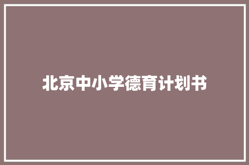北京中小学德育计划书