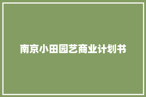 南京小田园艺商业计划书