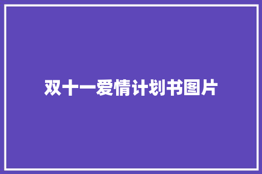 双十一爱情计划书图片 写作技巧