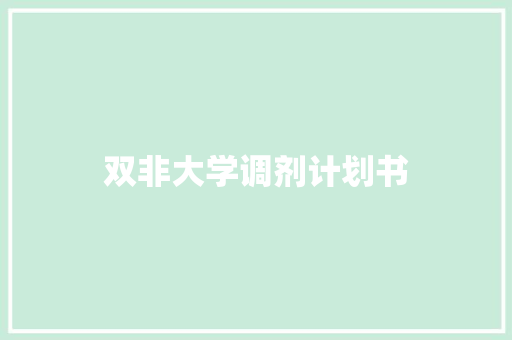 双非大学调剂计划书