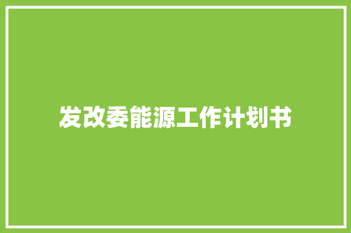 发改委能源工作计划书