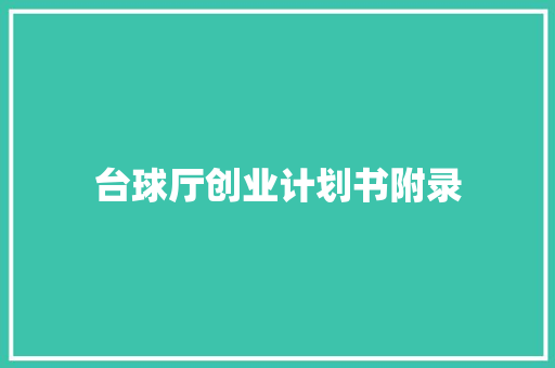 台球厅创业计划书附录