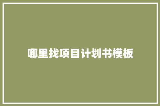 哪里找项目计划书模板