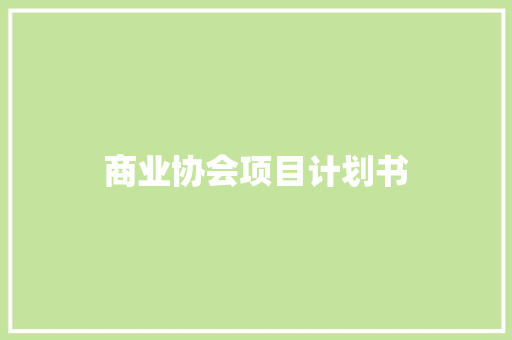 商业协会项目计划书 写作技巧