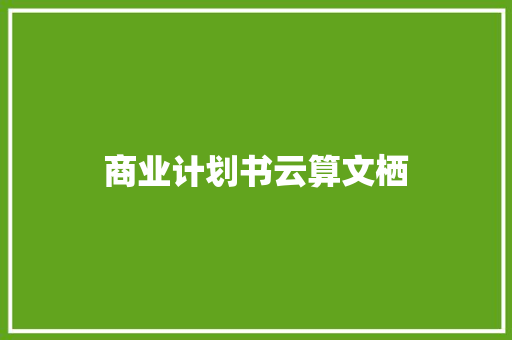 商业计划书云算文栖