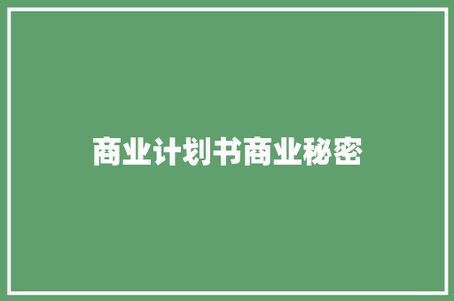 商业计划书商业秘密