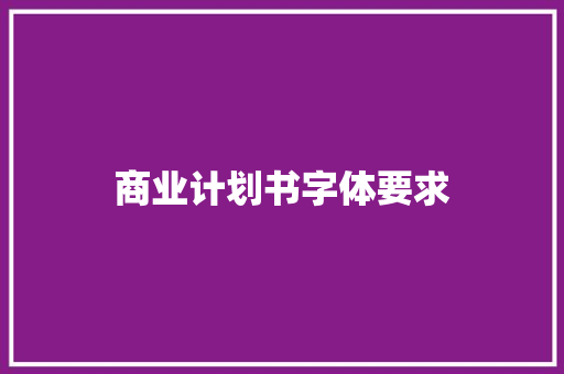 商业计划书字体要求