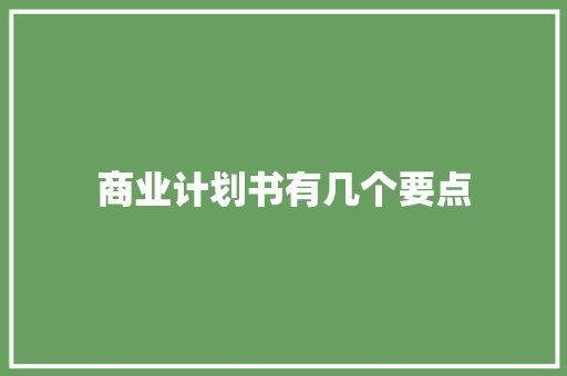 商业计划书有几个要点