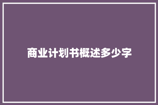 商业计划书概述多少字