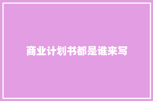 商业计划书都是谁来写 写作素材