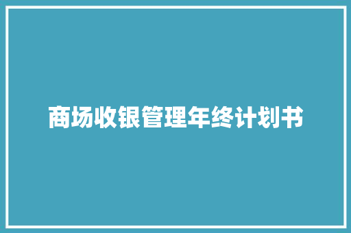 商场收银管理年终计划书